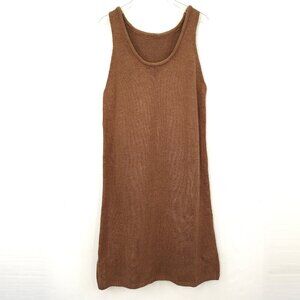 Women loose brown knitted vest dress